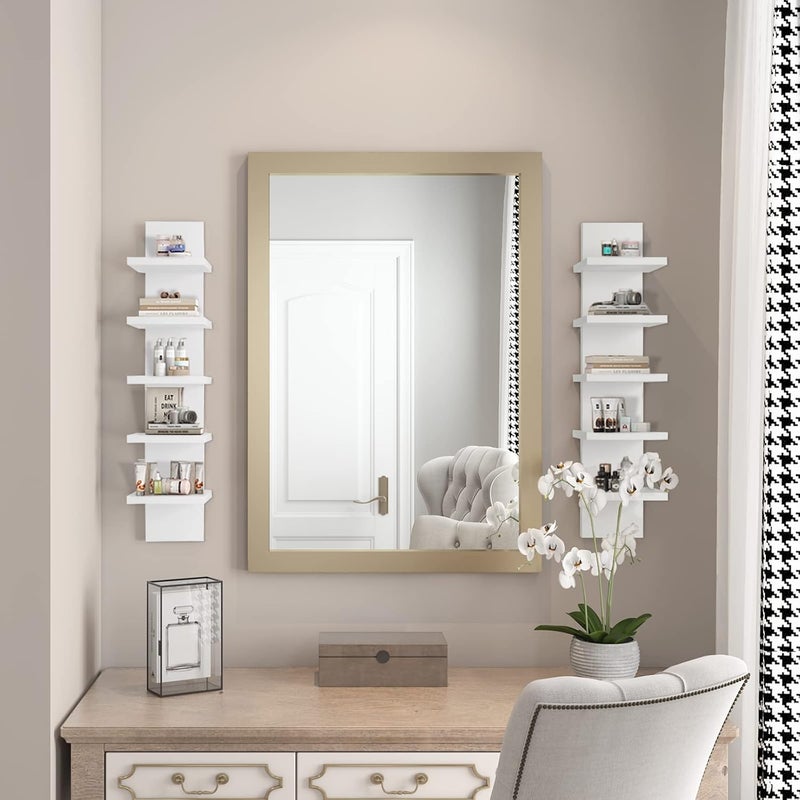 Bloddream 5 Tier Wall Shelves White, Vertical Column Shelf Floating Storage Home Decor Organizer Tall Tower Design Utility Shelving Bedroom Living Room, 30.7, 31 - Image 1